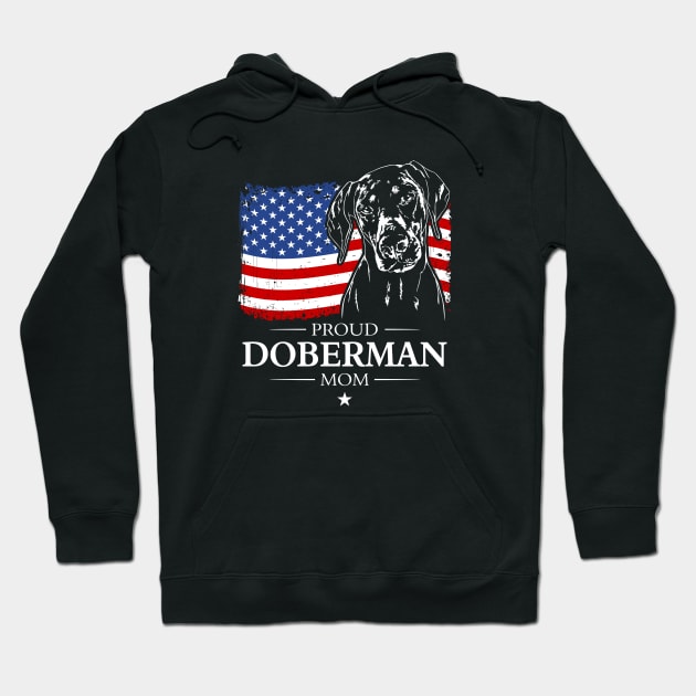 Proud Doberman Mom American Flag patriotic dog Hoodie by wilsigns